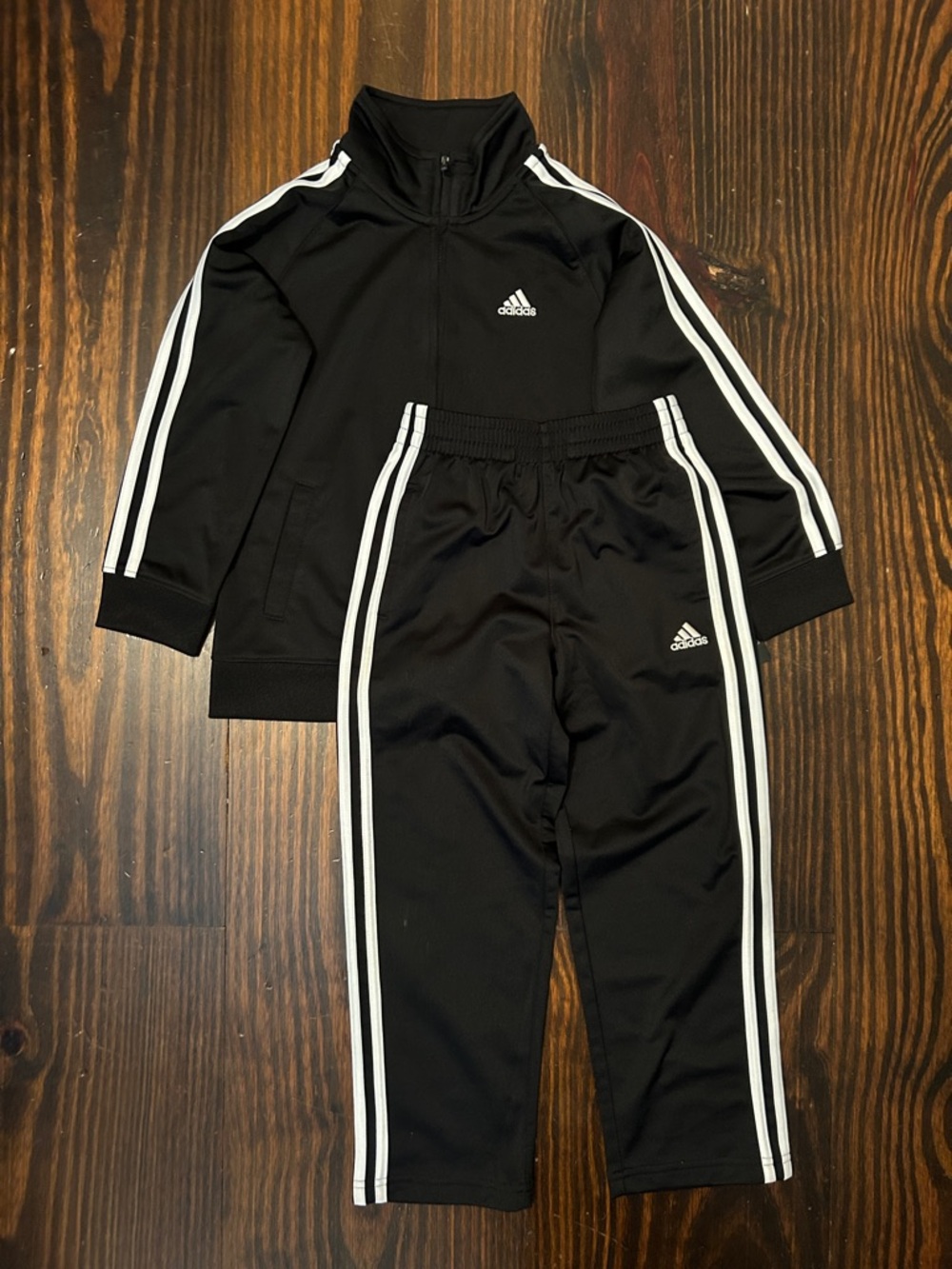adidas Black Jogger Set with White Stripe Accents